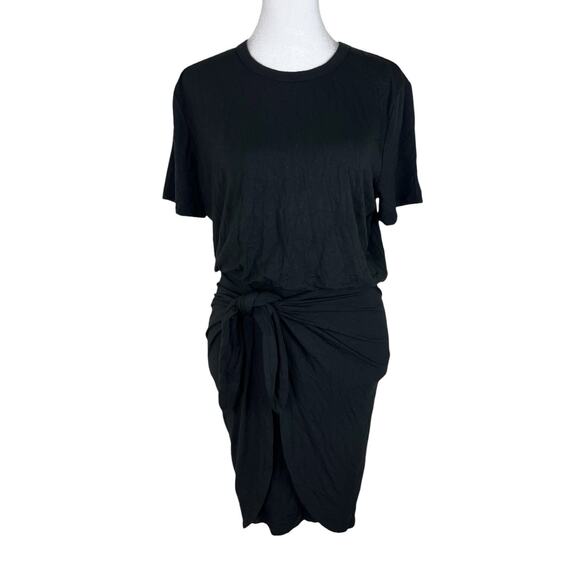 Veronica Beard Bernice Stretch Jersey Front Tie Black Dress Minimalist Sz Small - Picture 2 of 7